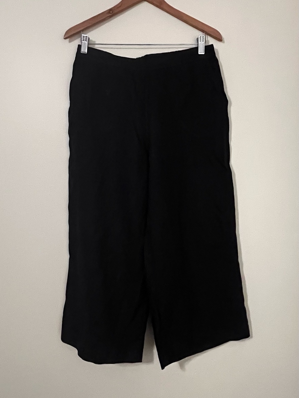 WOMAN El Corte Inglés Classic Black Women’s Wide-Leg 100%Linen Pants Size Small.